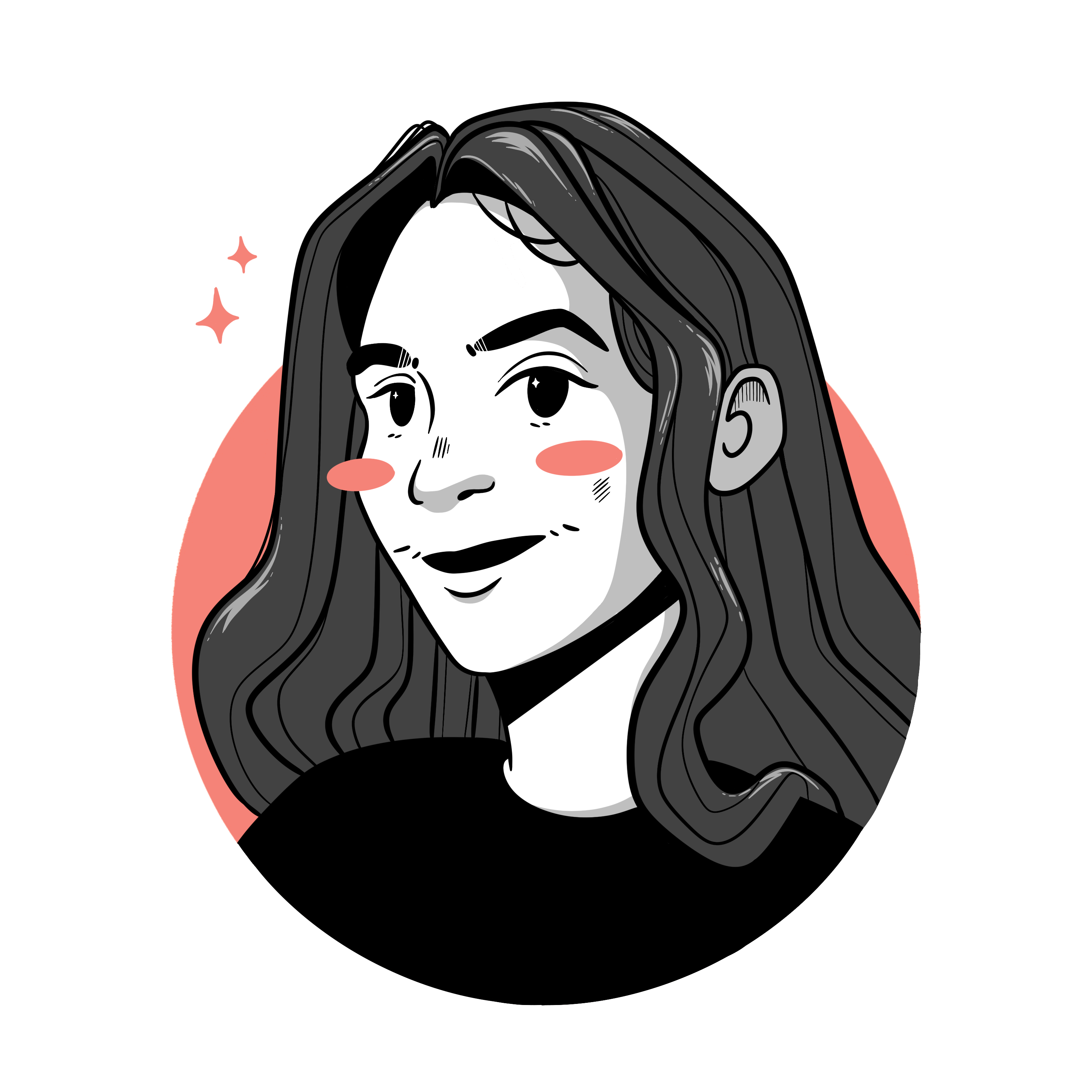 Dibujo de una chica sonriendo.